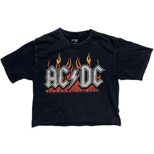 AC/DC “Highway To Hell” Flames Cropped Band Tee